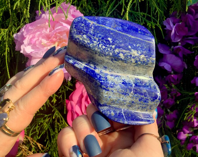 Lapis Lazuli Freeform Crystal ~ Large 10 oz. ~ 3" Long ~ Sparkling Deep Blue Color ~ Altar Display ~ Fast & Free Shipping ~ Ships from USA