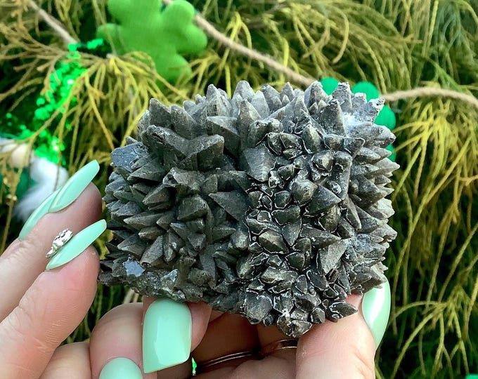 Cave Calcite Crystal Cluster ~ Large 7 oz. ~ 3" Long ~ Natural Display Mineral on Matrix ~ Sparkling Points ~ Fast & Free Shipping