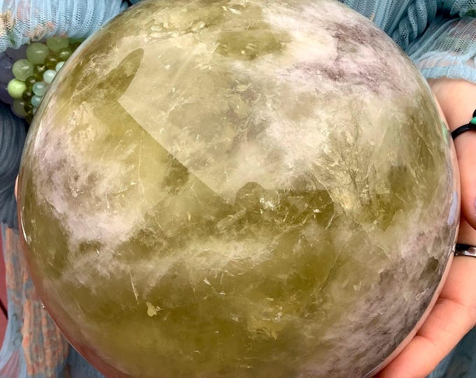 Citrine Crystal Ball ~ Large 11 lb. ~ 6" Wide ~ Sparkling Golden Yellow, White, Smokey Quartz Inclusions ~ Fast & Free Shipping ~