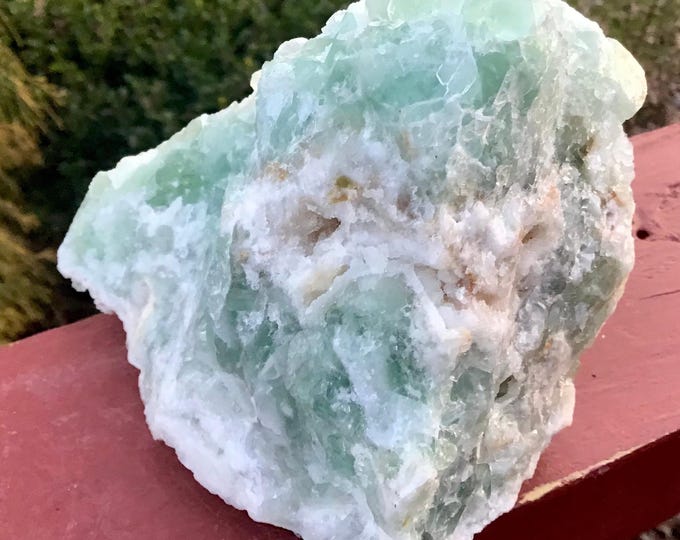 CLEARANCE ~ Green Fluorite Crystal Cluster ~ Large 2 Lb. 5 oz. ~ 4" Tall ~ White Mineral Matrix ~ Cubic Formations