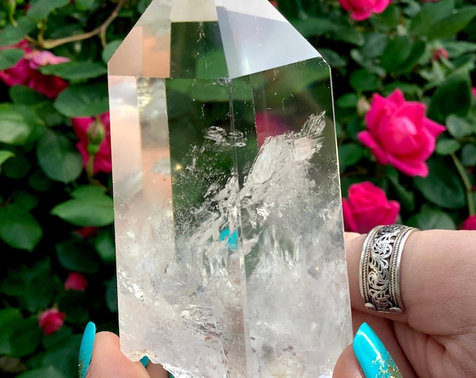 High Altitude Himalayan Clear Quartz Crystal Point ~ Large 9 oz. ~ 3 1/2" Long ~ Museum Quality Sparkling Inclusions ~ Fast & Free Shipping