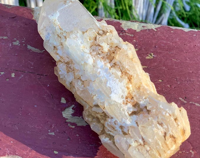 Tibetan Golden Healer Elestial Quartz Crystal Point ~ 3.5 oz. ~ 3 1/2" Long ~ Frosted Gold Cascading Baby Points ~ Fast & Free Shipping