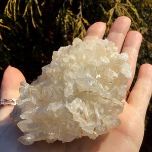 Clear Quartz Crystal Cluster ~ 8 oz. ~ 3 1/2&quot; long ~ Sparkling Calcite Formations Intermixed ~ Dazzling Display Specimen ~ Free Shipping