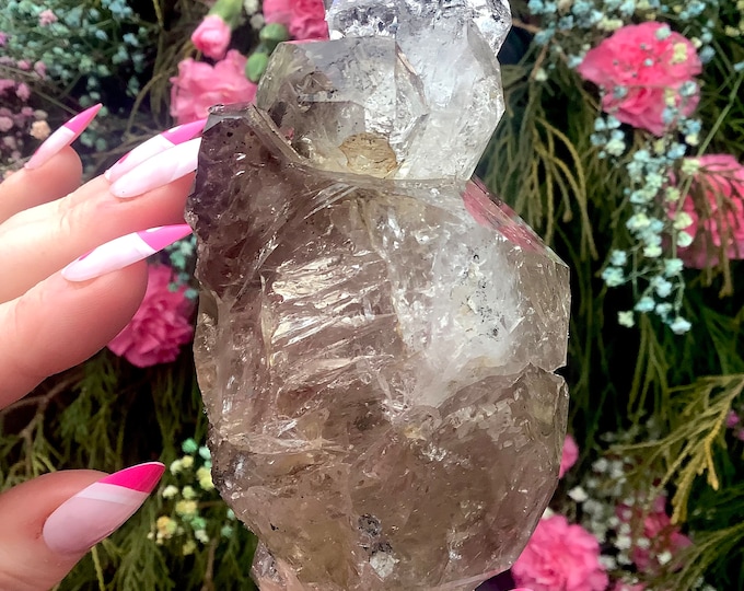 Herkimer Diamond Crystal ~ Large 15 oz. ~ 5" Long ~ Sparkling Rainbow Inclusions ~ Black Phantoms ~ Golden Healer ~ Free & Fast Shipping USA