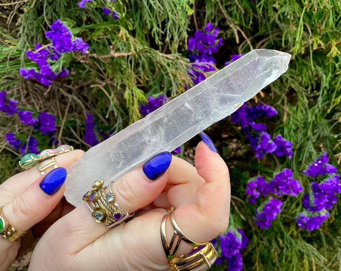 High Altitude Himalayan Quartz Crystal Wand ~ Large 5 oz. ~ 6" Long ~ Unpolished Clear Quartz Point ~ Sparkling Inclusions