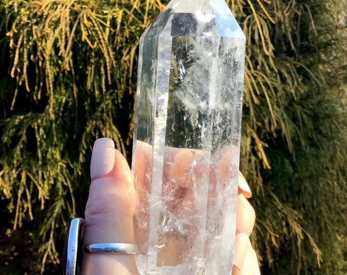 Ultra Clear Quartz Crystal Point ~ Large 10.4 oz. ~ 5" Long ~ High Altitude Himalayan Wand ~ Museum Quality ~ Metaphysical Decor, Meditation