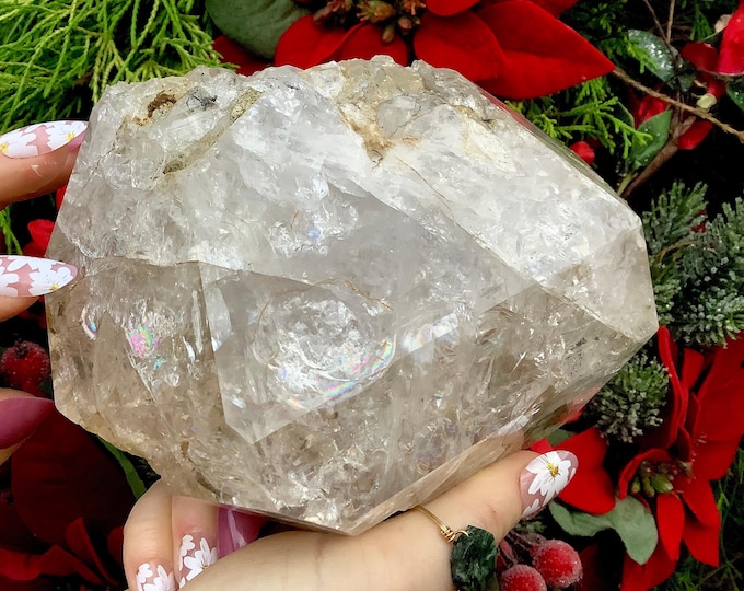 Herkimer Diamond Crystal ~ Large 3 LB. 5 oz. ~ 5" Long ~ Sparkling Rainbow Inclusions ~ Mined in N.Y.  Ace of Diamonds ~ Fast Free Shipping