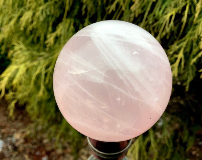 Rose Quartz Crystal Ball ~ 6 oz. ~ 2" Wide ~ Heart Chakra Altar Display, Love and Beauty Metaphysical Home Decor ~ Fast & Free Shipping, USA