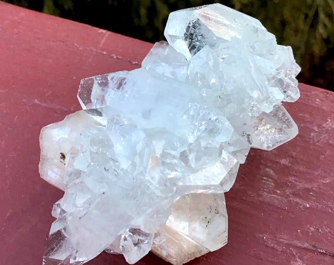 CLEARANCE ~ Apophyllite Crystal Cluster ~ 1.8 oz ~ 2 1/2" Long ~ Ultra Clear Sparkling High Luster ~Meditation Size