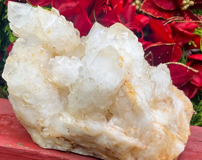 Golden Healer Elestial Clear Quartz Crystal Cluster ~ Large 3 lb. 15 oz. ~ 6" Long ~ Metaphysical Home Decor