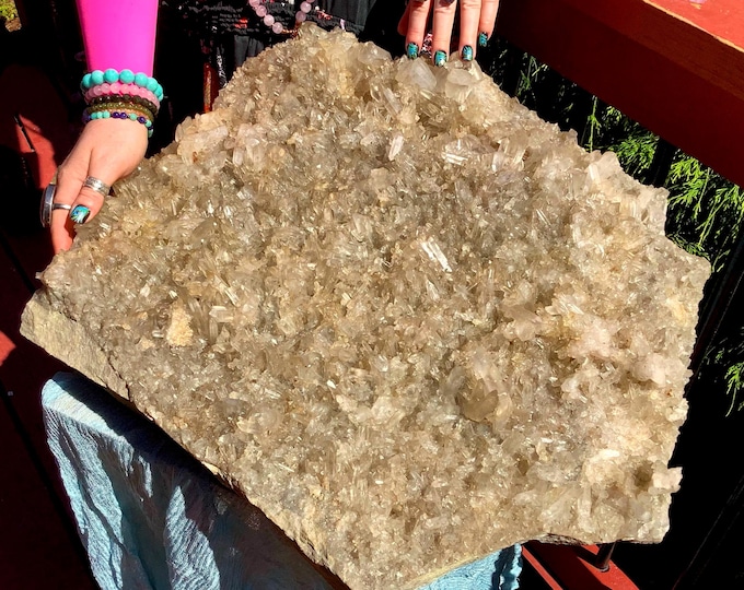 Massive 90 Lb. Clear Quartz Crystal Cluster ~ 20" Long ~ 17" Wide ~ Stunning Natural Home Decor, Entryway Display, Altar Centerpiece, Reiki