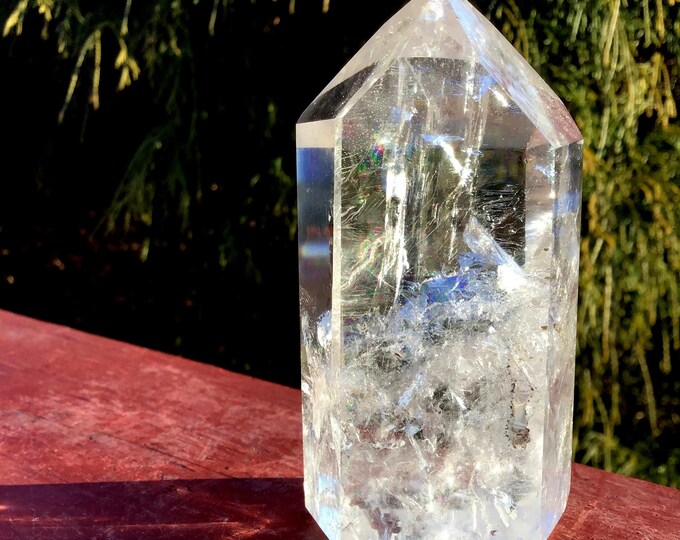 Clear Quartz Crystal Generator ~ 6 oz. ~ 3" Tall ~ Rainbow Inclusions ~ Incredible Transparency ~ Beautiful Display ~ Fast & Free Shipping