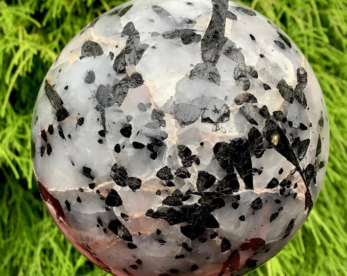 Black Tourmaline in Snow Quartz Crystal Ball ~ Large 2 lb. 13 oz. ~ 4 1/2" Wide ~ Polished Sphere~ Fast & Free Shipping from U.S.A ~