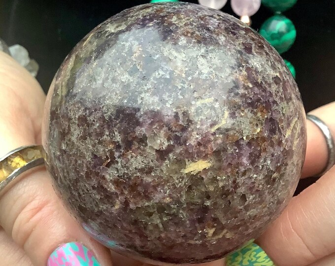 Lepidolite Crystal Ball ~ 12 oz ~ 2" Wide Sphere ~ Sparkling Purple Color ~ Beautiful Reiki, Altar, Feng Shui Display ~ Free & Fast Shipping