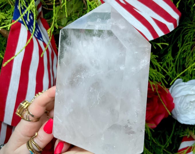 Clear Quartz Crystal Generator ~ Large 5 lb. 6 oz.~ 6" Tall ~ Sparkling Inclusions Feng Shui, Metaphysical Home Decor ~ Free & Fast Shipping