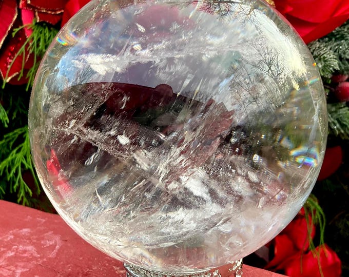 Brazilian Ultra Clear Quartz Crystal Ball ~ 5 Lb. 15 oz. ~ 5” Wide ~ Sparkling Transparent Sphere ~ Museum Quality ~ Fast & Free Shipping