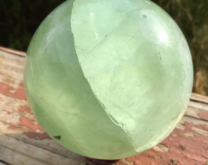 Green Fluorite Crystal Ball ~ 14.7 oz. ~ 2 1/2" Wide ~ Glowing Bright Green Polished Sphere ~ Perfect Handheld Size ~ Fast & Free Shipping