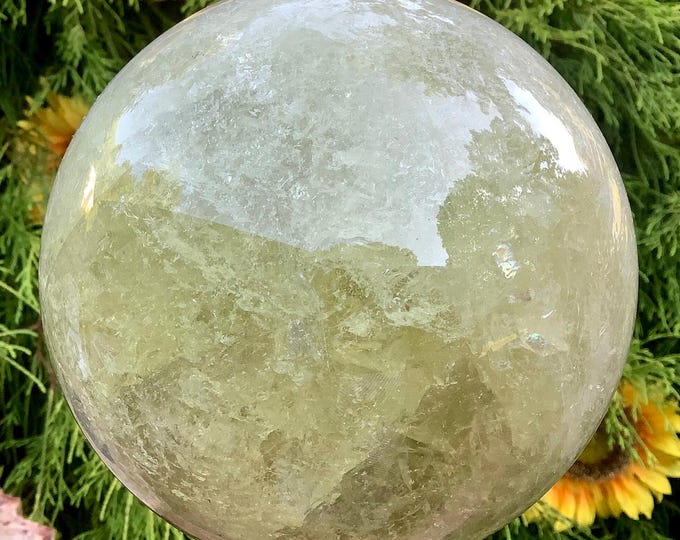 Citrine Crystal Ball ~ Large 6 Lb. 4 oz. ~ 5" Wide ~ Sparkling Natural Golden Sunshine Yellow Colors ~ Beautiful Rainbow Prisms, Ships Fast!