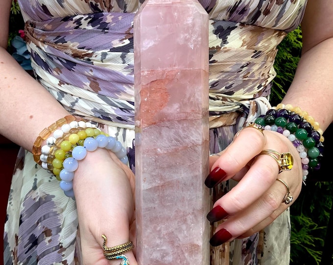 Red Phantom Quartz Crystal Generator ~ Large 2 Lb. 4 oz. ~ 9" Tall ~ Kundalini Quartz, Root Chakra Crystal ~ Fast & Free Shipping, U.S.A. ~