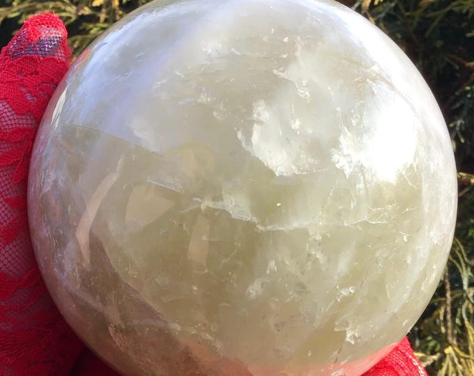 CLEARANCE! ~ Golden Banded Citrine Crystal Ball ~ Large 2 lb. 14 oz. ~ 3" Wide ~ Sunshine Yellow Sphere Sparkly Inclusions ~