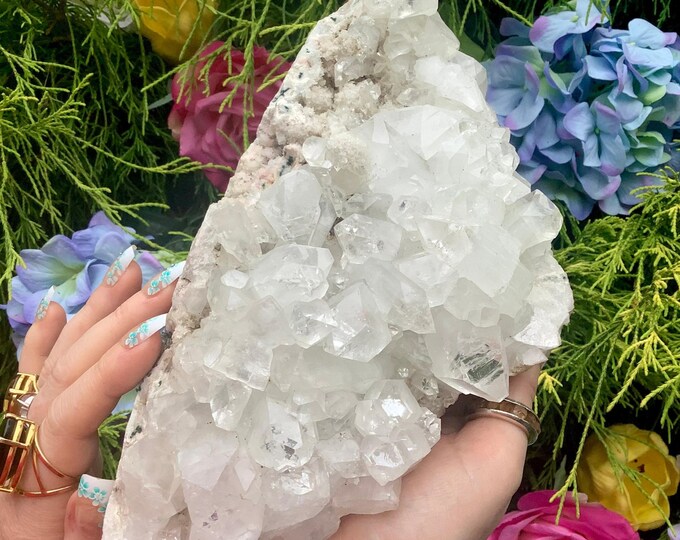 CLEARANCE! ~ Clear Apophyllite Crystal Cluster ~ Large 4 Lb. 11 oz. ~ 9" Long ~ Stunning Sparkling Zeolite Specimen ~