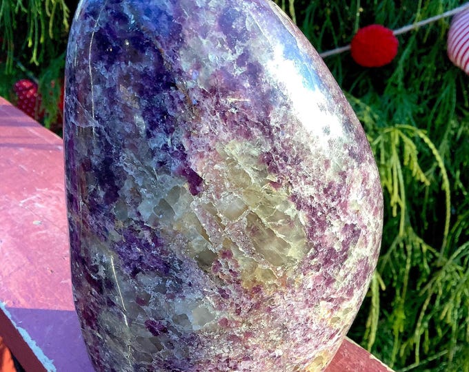 CLEARANCE! ~ Lepidolite Crystal Free Form ~ Large 2 Lb. 4 oz. ~ 5 1/2" Tall ~ Flashing Deep Purple & Sparkling Silver Mica