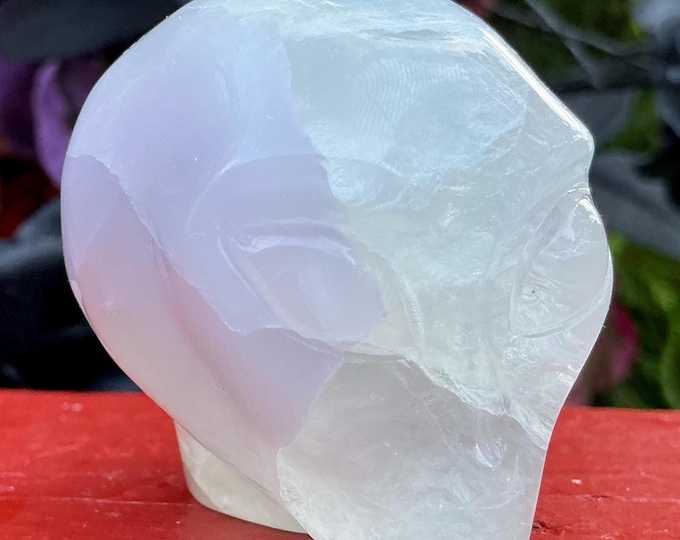 CLEARANCE ~ Clear Fluorite Alien Crystal Mini Skull ~ 6 oz. ~ 2" Long ~ Colorful Purple & Green Gemstone ~ Fast Free Shipping