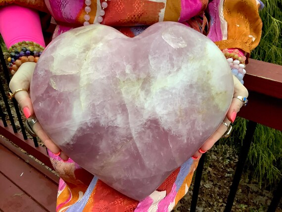 Natural Quartz Heart Shaped Pink Crystal Love Healing Gemstones Collection LB 