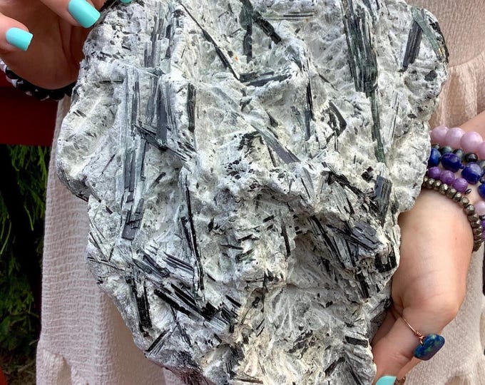 Green Actinolite Crystal Cluster ~ Large 11 lb. ~ 6" Tall ~ Natural Unpolished Raw Stone ~ Self Standing