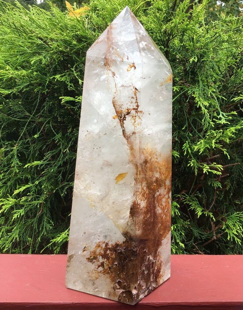 Clear Quartz Crystals Large 8 lb. 14 oz. Generator 11 Tall Golden Healer Sparkling Silver Inclusions Big Free-Standing Tower image 6