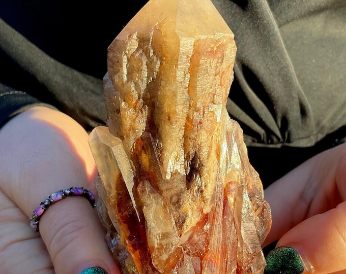 CLEARANCE! ~ Congo Citrine Elestial Crystal Cluster ~ 4" Long ~ Natural African Quartz ~ Meditation Size ~ Fast & Free Shipping