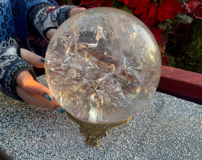 Ultra Clear Quartz Crystal Ball ~ Large 13 Lb. 3 oz Sphere ~ 6” Wide ~ Brazilian ~ Ultra Sparkling Transparent Inclusions ~ Home Decor