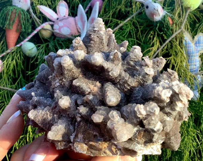 Cave Calcite Cluster ~ Large 1 Lb. 5 oz. ~ 4" Long ~ Natural Display Mineral Specimen on Matrix ~ Sparkling Points ~ Fast & Free Shipping