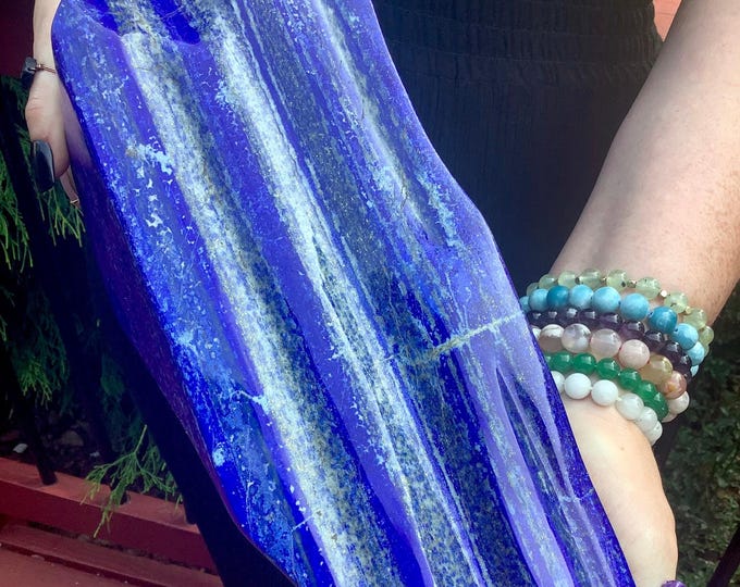 Lapis Lazuli Freeform Crystal ~ Large 19 Lb. ~ 12" Long ~ Sparkling Deep Blue Colors ~ Polished to Perfection