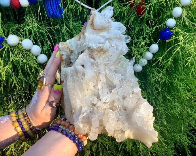 Clear Quartz Crystal Cluster ~ Large 11 Lb. 12 oz. ~ 10" Long ~ Big Clear Points ~ Sparkling Inclusions ~ Reiki, Altar Display