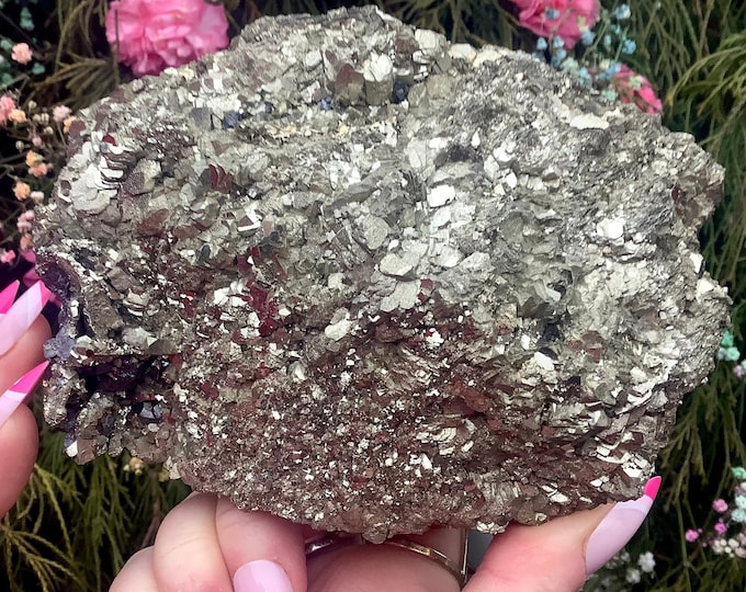 Pyrite Crystal Cluster ~ Large 3 lb. 4 oz. ~ 5" Long ~ Ultra Sparkly, Golden Metallic Colors ~ Fast & Free Shipping U.S.A. + Global Shipping