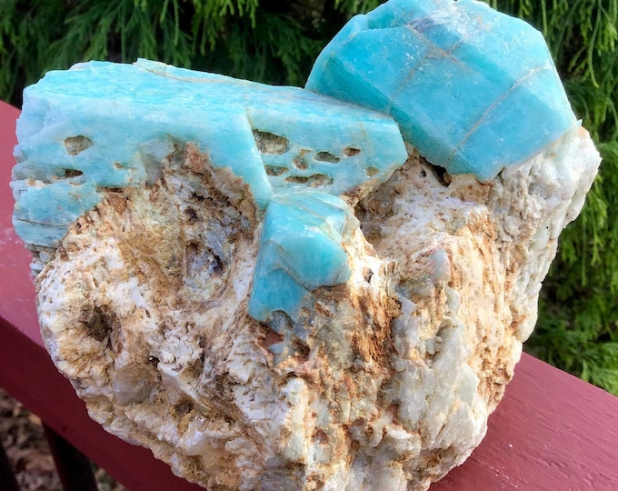 Ethiopian Amazonite Gemstone Crystal Cluster ~ Large 3 Lb. 6 oz. ~ 5 1/2" Tall ~ Beautiful Natural Mineral Specimen ~ Fast & Free Shipping