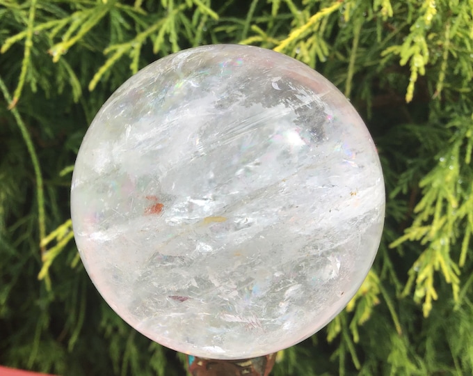 Clear Quartz Crystal Ball: Polished Reiki Altar Feng Shui Decor