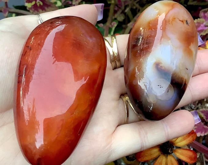 CLEARANCE ~ Carnelian Agate Duo ~ 2 Freeform Crystals ~ 9.5 oz. ~ Stunning Orange and White Colors ~ Perfect for Gift Giving