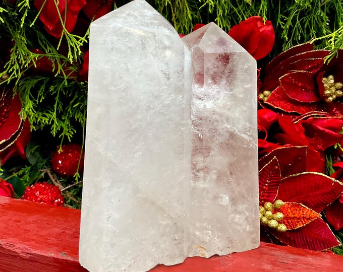 Clear Quartz Crystal Twin Flame Generator ~ Large 5 lb. 6 oz. ~ 7" Tall ~ Double Point Tower ~ Sparkling Inclusions ~ Fast & Free Shipping ~