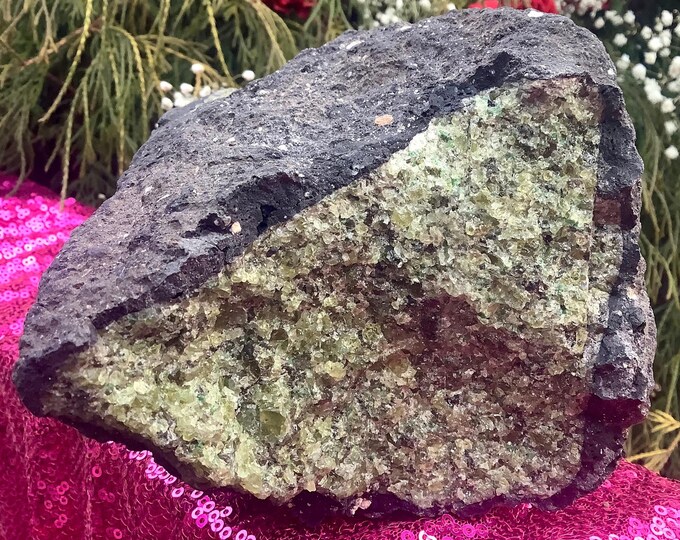 CLEARANCE! ~ Peridot Crystal Cluster ~ Large 5 lb. ~ 5" Long ~ Reiki Display ~ Green Peridot on Natural Matrix ~ Olivine Specimen