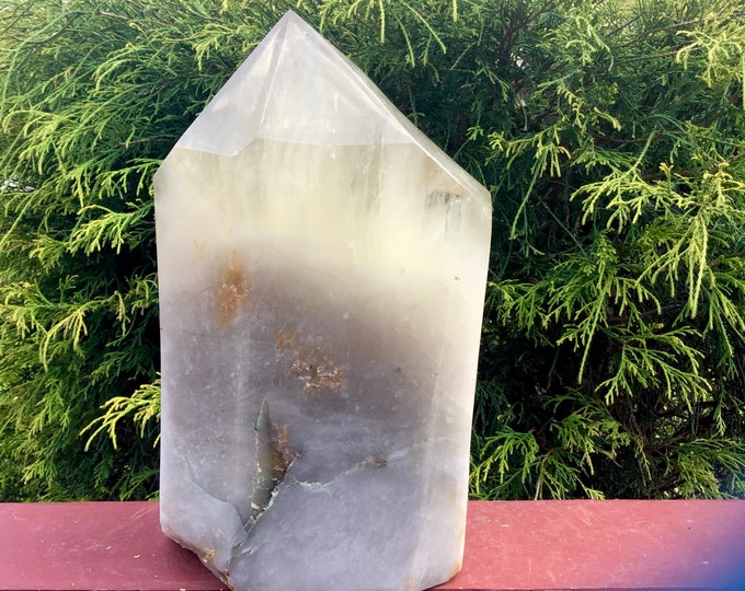 Clear Quartz Crystal Generator ~ Large 17 lb. 10 oz. ~ 11" Tall ~ Multi Point Polished Tower ~ Sparkling Inclusions