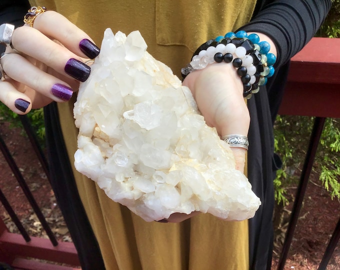 Clear Quartz Crystal Cluster ~ Large 1 lb. 15 oz. ~ 6" Long ~ Big Water Clear Multi Points Sparkling Display Specimen ~ Fast & Free Shipping