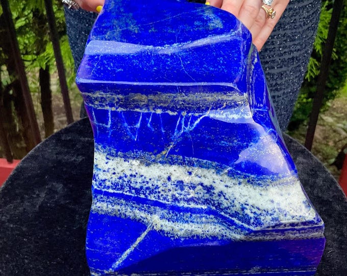 Huge Lapis Lazuli Freeform Crystal ~ Large 13 Lb. 12 oz. ~ 11" Long ~ Sparkling Deep Blue & Golden Pyrite ~ Third Eye Reiki Altar Display