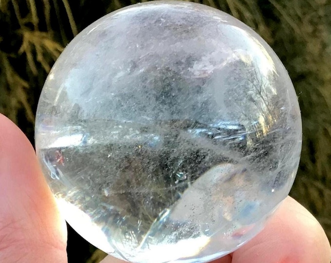 Ultra Clear Quartz Crystal Ball ~ 4.7 oz. ~ 1 1/2" Wide ~ Stunning Silver Flash Inclusions ~ Metaphysical, Reiki, Altar, Home, Office Decor