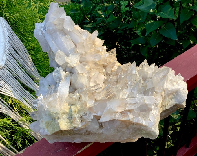 Clear Quartz Crystal Cluster ~ Large 33 Lb.  ~ 12" Long ~ Ultra Sparkling Points ~ Reiki Yoga Room Display ~ Fast & Free Shipping