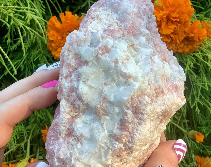 Pink Opal Crystal ~ Large 2 lb. 6 oz. ~ 6" Long ~ Sparkling Pink & White Colors ~ Natural Meditation Gemstone ~ Fast Free Shipping