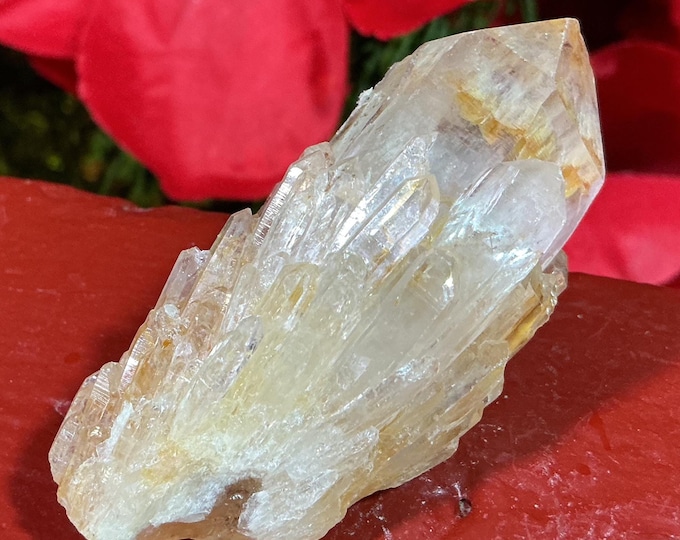 CLEARANCE! ~ Golden Healer Clear Quartz Elestial Crystal ~ 2.4 oz.  ~ 2 1/2" Long ~ Meditation, Handheld Size ~ Sparkling Inclusions