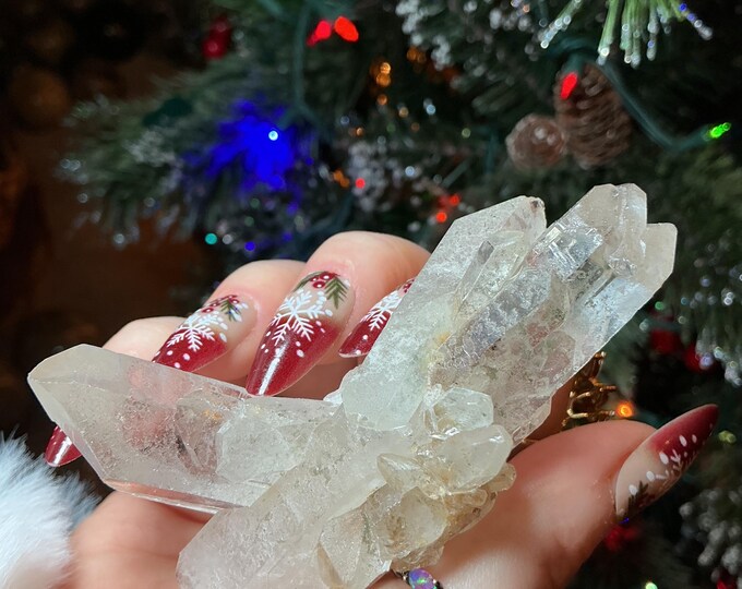 Clear Quartz Crystal Cluster ~ 2.8 oz.~ 3" Long ~ Sparkly Phantom Inclusions
