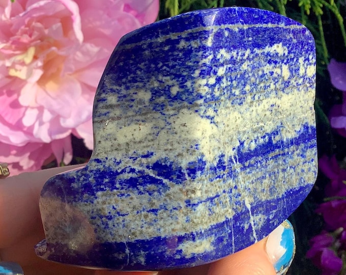 CLEARANCE! ~ Lapis Lazuli Freeform Crystal ~ Large 10 oz. ~ 3" Long ~ Sparkling Deep Blue Color ~ Altar Display ~ Fast & Free Shipping ~